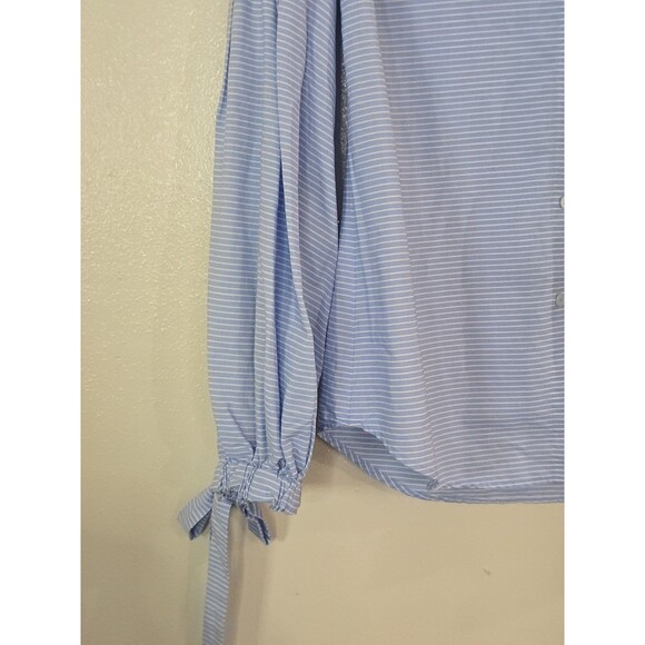 Banana Republic Riley Blue Striped Long Sleeve Button Up Shirt Size 6 Balloon - Picture 6 of 11